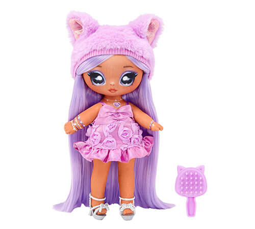 Brunette Hair 2-in-1 Gift for Kids Cute Dog Ear Hat Outfit & Accessories Na Na Na Surprise Glam Series Maxwell Dane Fashion Doll and Metallic Puppy Purse Toy for Girls and Boys Ages 5 6 7 8+ Years 